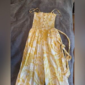 Billabong Yellow and White Tie Front Sundress